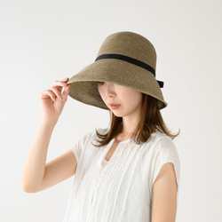 セシル Cecil つば広カンカン帽 麦わら帽子 ロングリボン ブラック