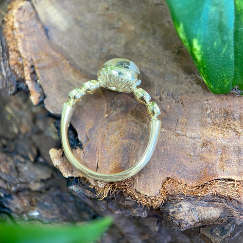 K14YGラブラドーライト・ダイヤ入りリング(送料無料)ほんわかシラー