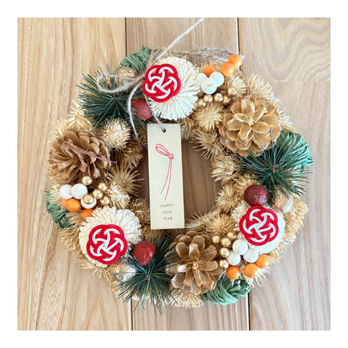 2WAY迎春リース 白緑 】 クリスマス＆お正月リース和モダンクリスマス