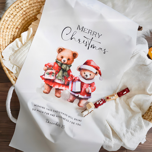 クリスマスタペストリー サンタ テディベア クリスマス タペストリー