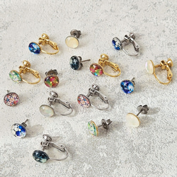 天然貝螺鈿アート★一粒ピアス・イヤリング（３粒セット）※アレルギー対応｜ Ayuプロデュース【ギフト・プレゼント】 14枚目の画像
