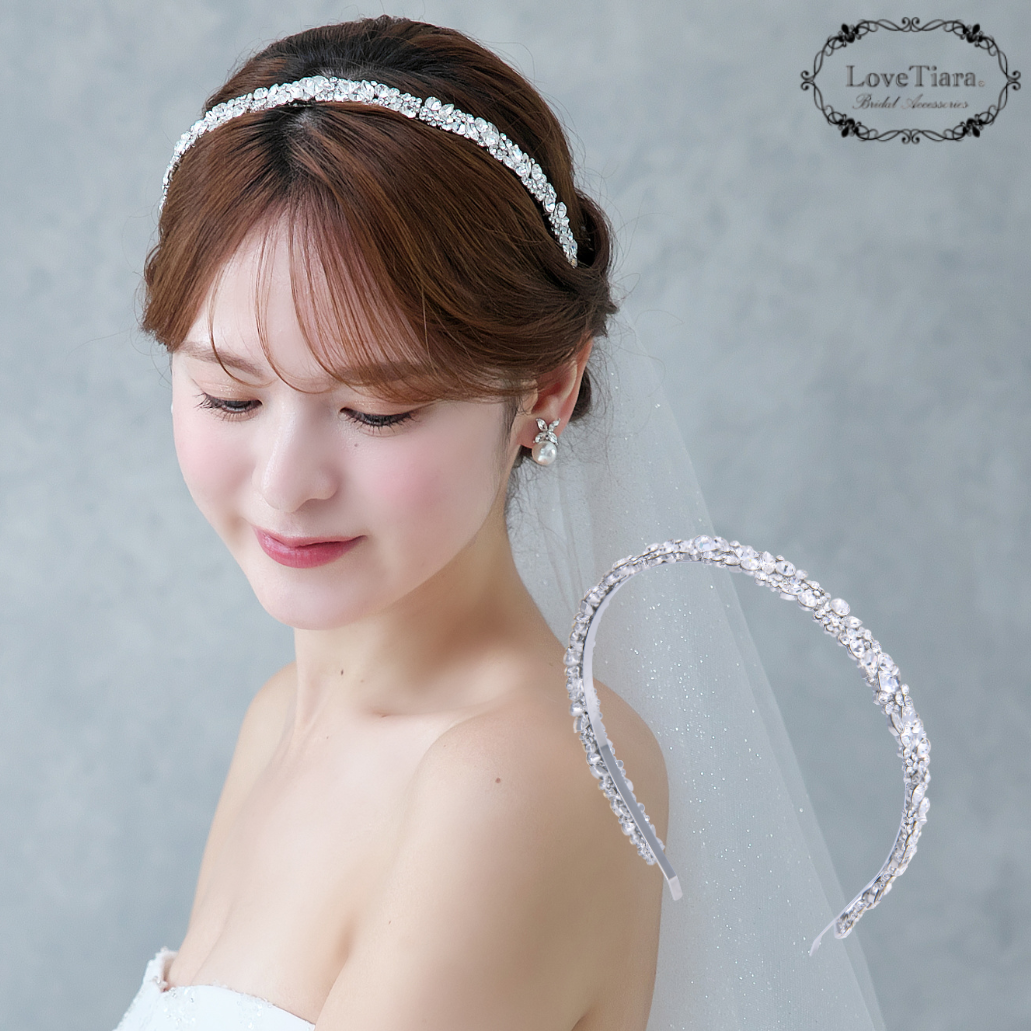 カチューシャ【ジュエル】KA-43|ウエディング 結婚式 ティアラ 花嫁 パーティー ヘアアクセ ビジュー シンプル
