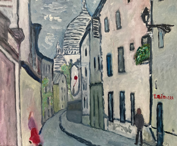 フランス(パリ)モンマルトルの風景・F8号(455×380)・油絵 絵画 