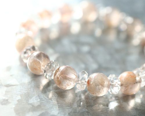 ☆プレミアムブレス☆…☆クレイインアメジスト：9.5ミリ＆水晶