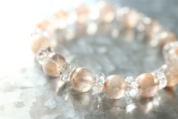 ☆プレミアムブレス☆…☆クレイインアメジスト：9.5ミリ＆水晶