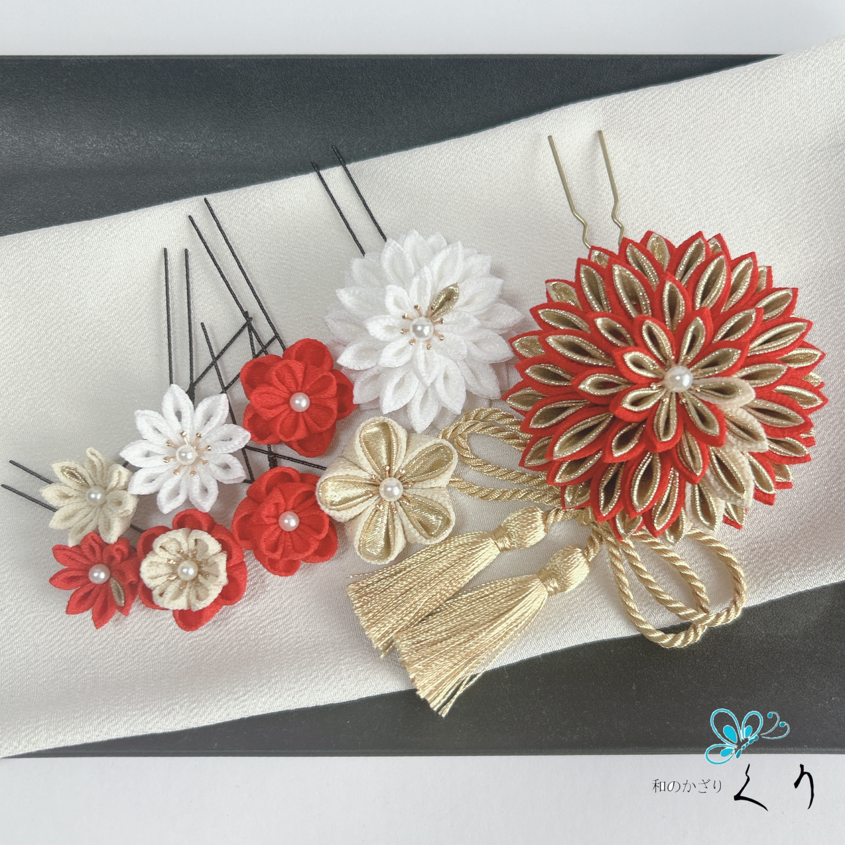 つまみ細工髪飾り　成人式　七五三