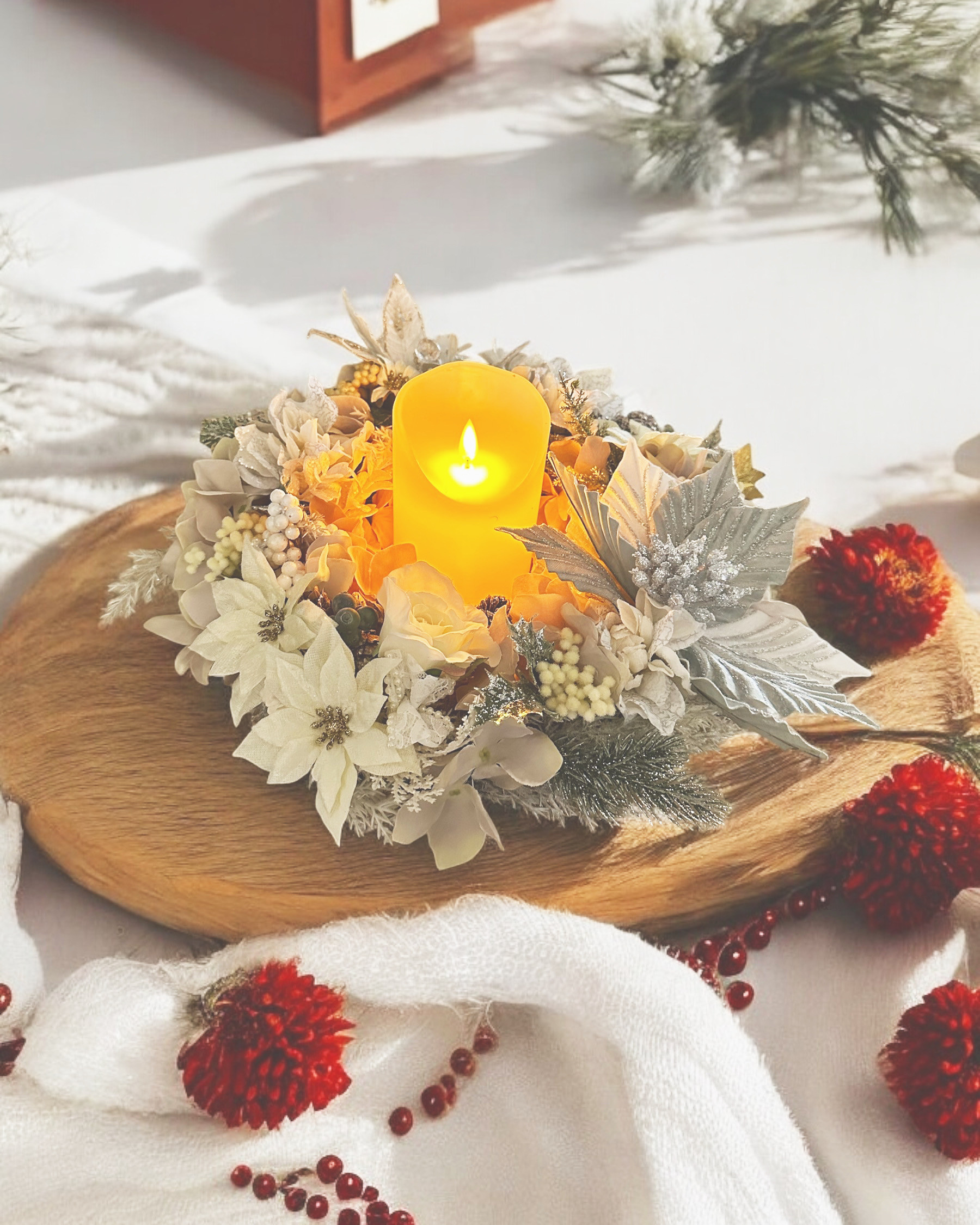 クリスマスリース ホワイト シルバー 6,290円