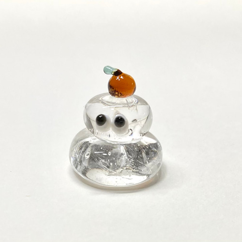 ガラス細工 透明 鏡餅 お正月 かがみ餅 おめめ 置物 送料無料