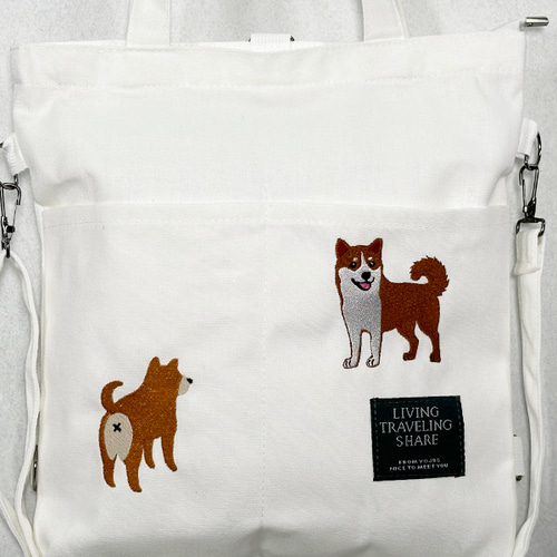 オーダー受付中柴犬と仔猫トートバッグ小物入れ