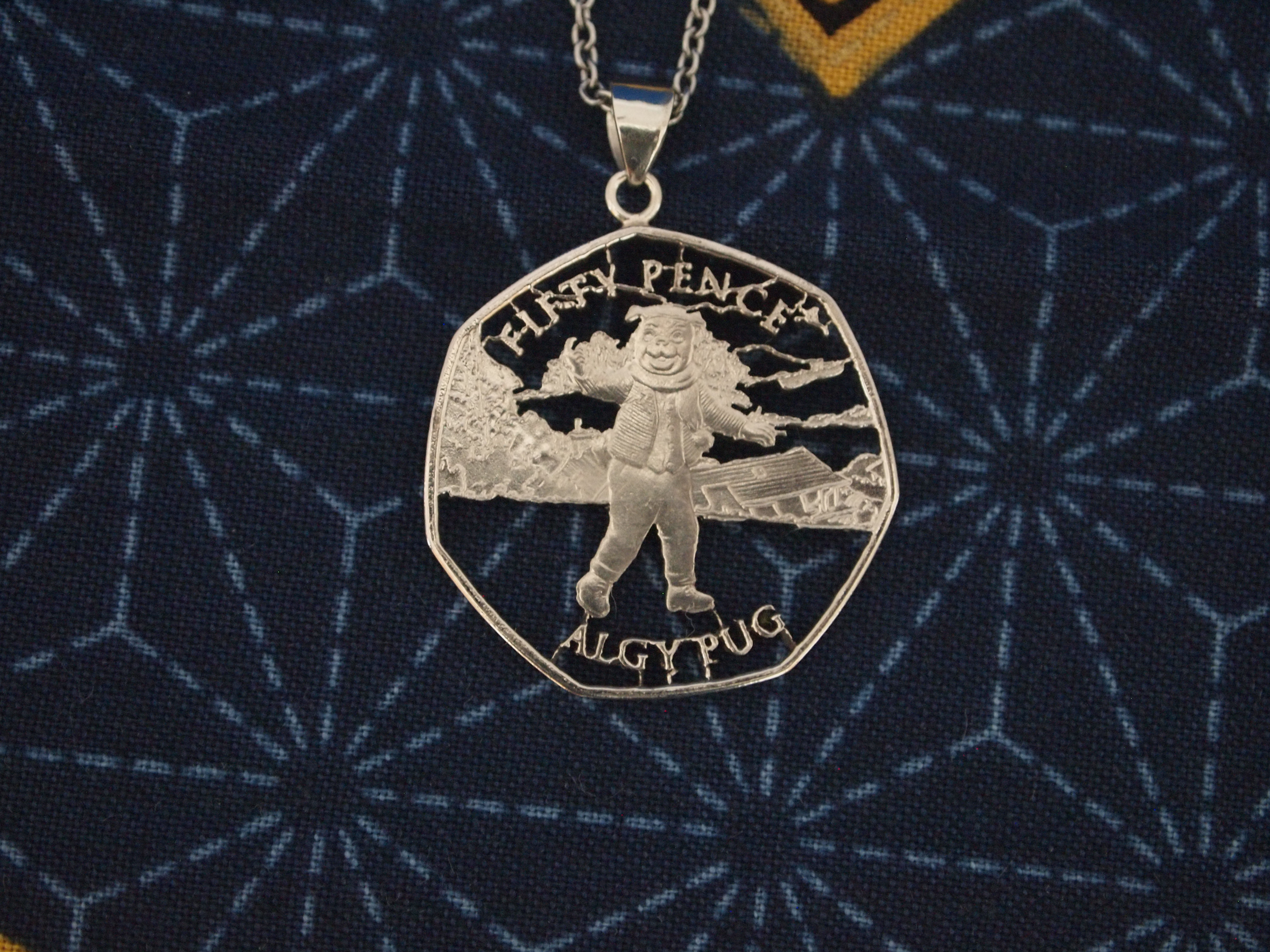 コインカットペンダント マン島50ペンス（アルジーバグ）