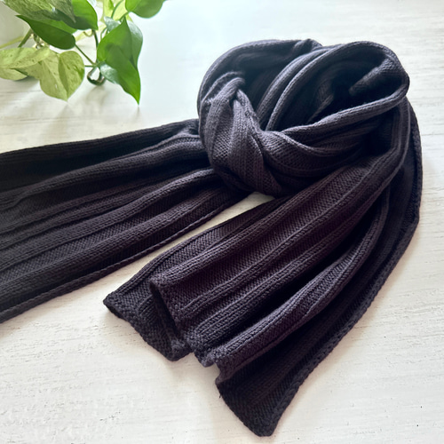 一点もの・限定色／ブルーブラック】長く使える！ランダムリブマフラー