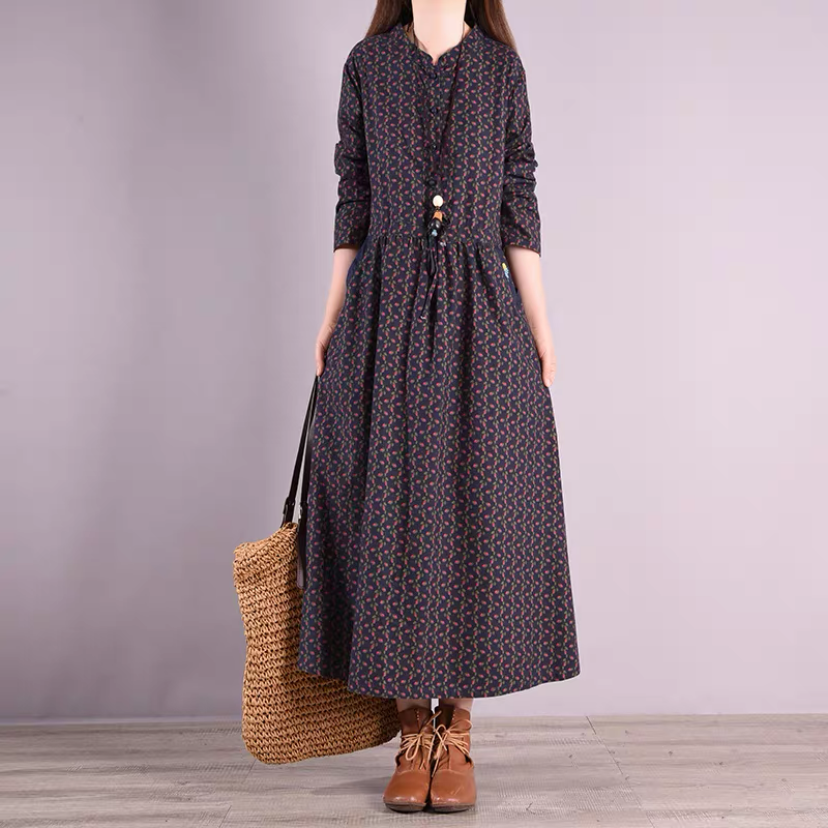 春 秋 綿麻 ワンピース 【受注製作】