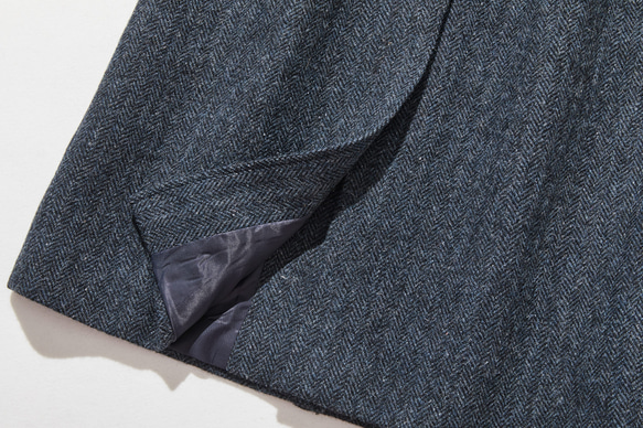 優雅的100%羊毛大衣，成人長版大衣，藍色，230101-3 第11張的照片