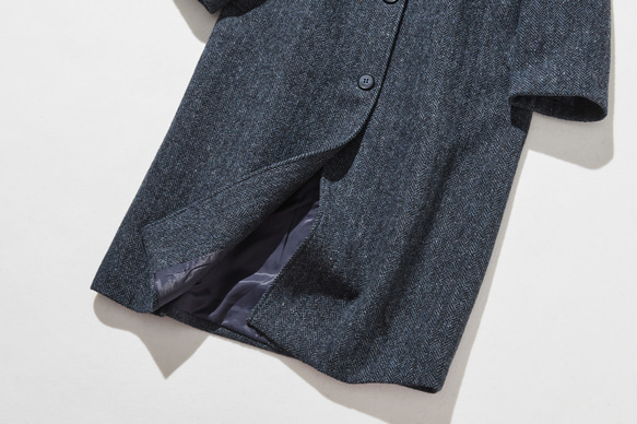 優雅的100%羊毛大衣，成人長版大衣，藍色，230101-3 第5張的照片