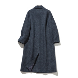 優雅的100%羊毛大衣，成人長版大衣，藍色，230101-3 第8張的照片