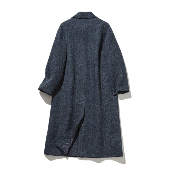 優雅的100%羊毛大衣，成人長版大衣，藍色，230101-3 第8張的照片