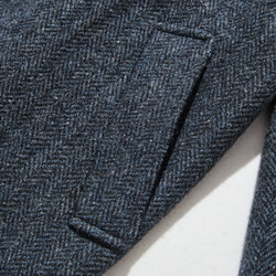 優雅的100%羊毛大衣，成人長版大衣，藍色，230101-3 第7張的照片