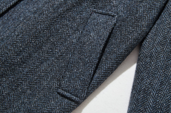 優雅的100%羊毛大衣，成人長版大衣，藍色，230101-3 第7張的照片