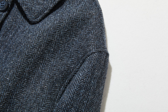 優雅的100%羊毛大衣，成人長版大衣，藍色，230101-3 第3張的照片