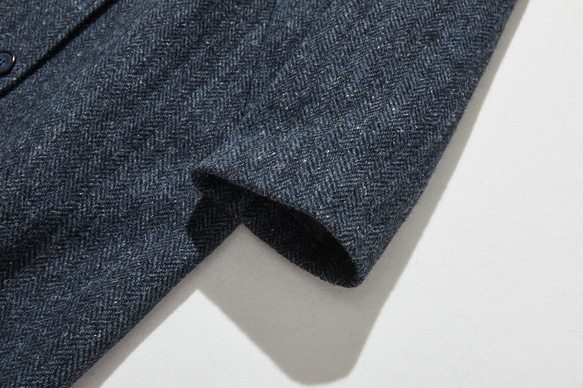 優雅的100%羊毛大衣，成人長版大衣，藍色，230101-3 第4張的照片