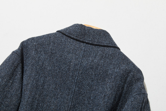 優雅的100%羊毛大衣，成人長版大衣，藍色，230101-3 第9張的照片