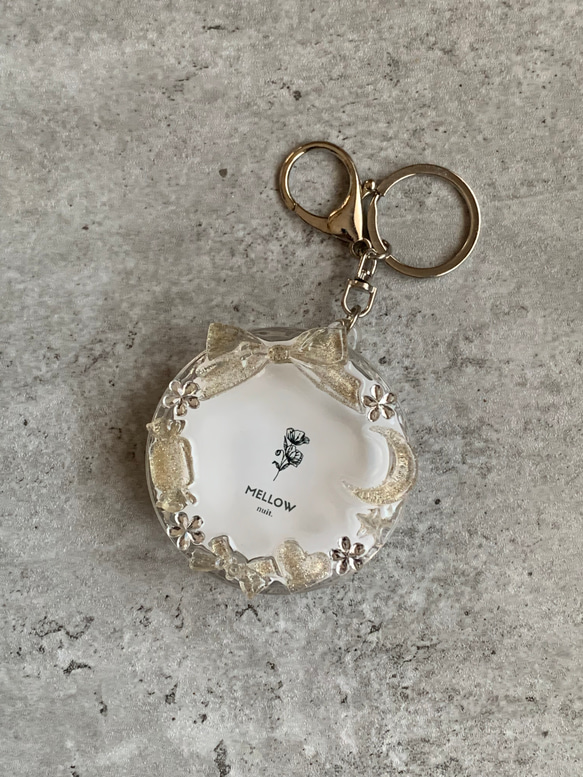 缶バッジ】バッジケースキーホルダー gold lamé/金/りぼん/星/月