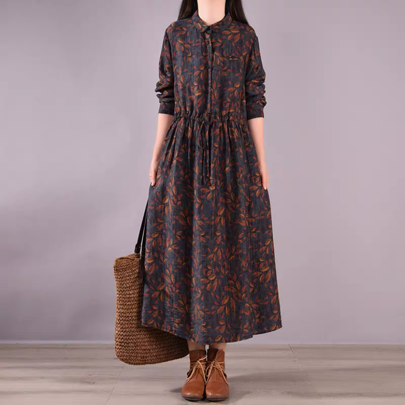 春 秋 綿麻 ワンピース 【受注製作】