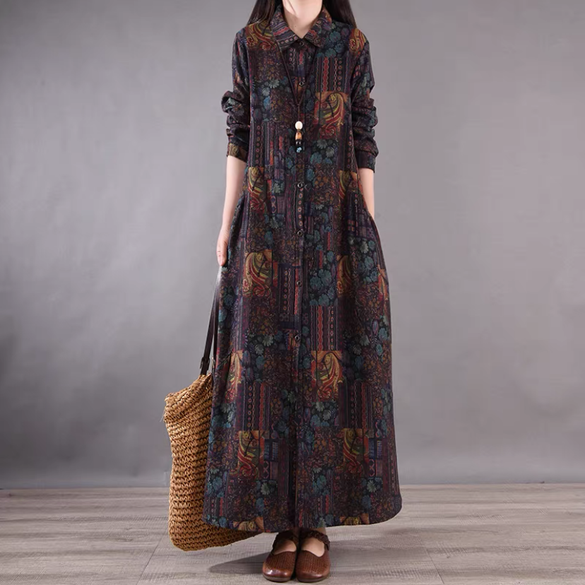 春 秋 綿麻 ワンピース 【受注製作】