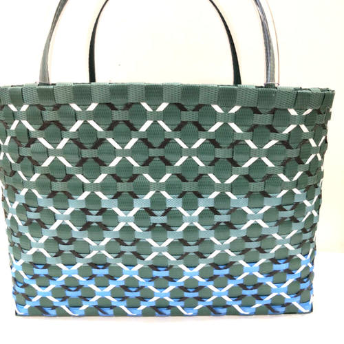 プラカゴ エコバッグ、モスグリーン 青碧 青のグラデーションが素敵