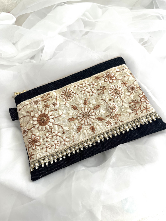 インド刺繍リボンポーチ ポーチ moco 通販 18537560｜Creema(クリーマ