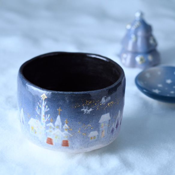 ☆2025クリスマス☆ 新作 楽焼〚イブの街〛抹茶碗 茶道具 楽入印