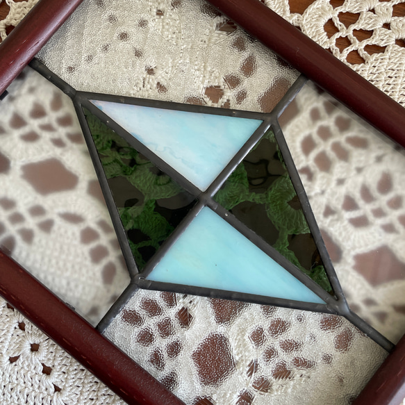 ステンドグラス　パネル　大正ロマン　飾り小窓クラシカルダイヤ 4枚目の画像