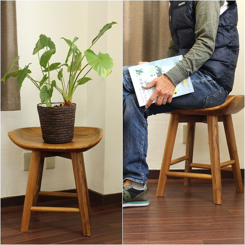 在庫セール品 木製 スツール 椅子 チーク材 古材 古木 花台