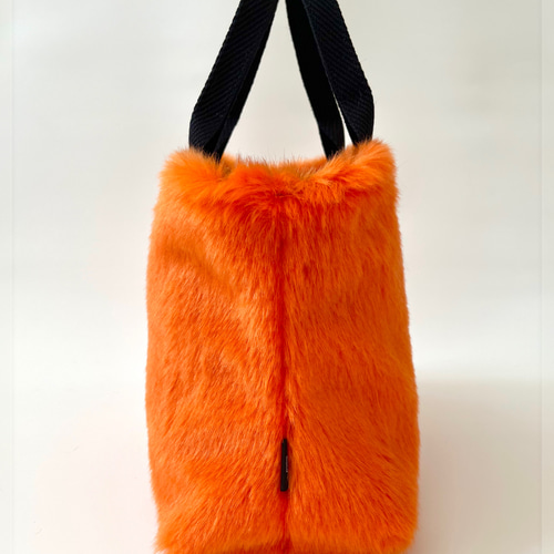 新品未使用 Abacus フェイクファー ミニトップハンドルバッグ - オレンジ SIOCO・Lobiaシリーズ•【オレンジ】国産フェイクファー トートバッグ