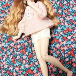 2点セット 22cmドール へそ出し パンツ Tシャツ ハンドメイド 服