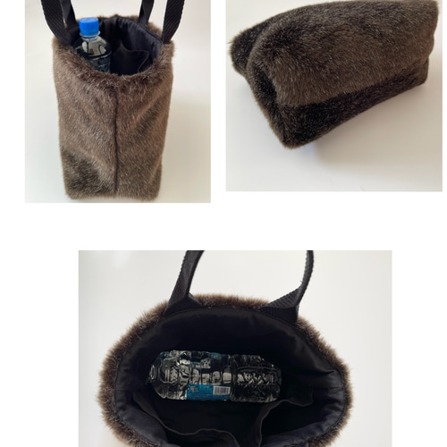 ブラウンファートートバッグ SIOCO・Lobiaシリーズ 【ブラウンMIX】フェイクファー トート