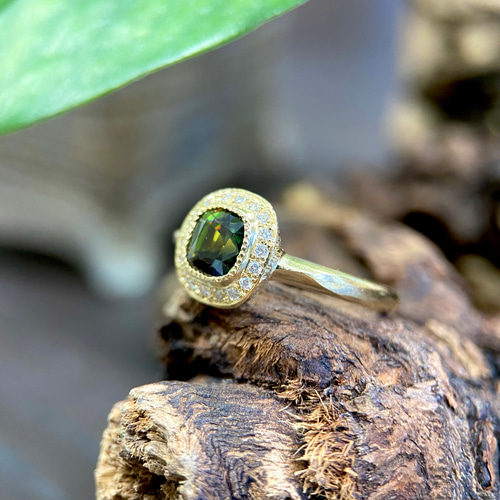 スフェーン覆輪 k10YG リング #16 スフェーン覆輪 k10YG リング #16