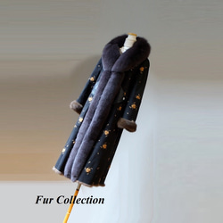 好印象を演出☆ホワイトフォックスファー付コート ウェッジウッド