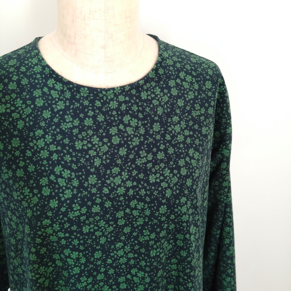 【Creema限定作品】再販！× 12  ボタニカルコーデュロイのワンピース  ネイビー × グリーン 10枚目の画像