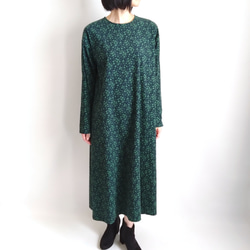 【Creema限定作品】再販！× 12  ボタニカルコーデュロイのワンピース  ネイビー × グリーン 7枚目の画像