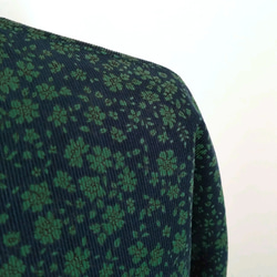 【Creema限定作品】再販！× 12  ボタニカルコーデュロイのワンピース  ネイビー × グリーン 12枚目の画像