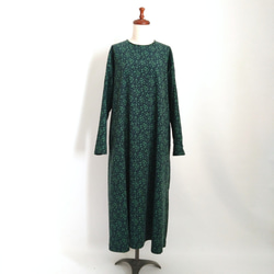 【Creema限定作品】再販！× 12  ボタニカルコーデュロイのワンピース  ネイビー × グリーン 8枚目の画像