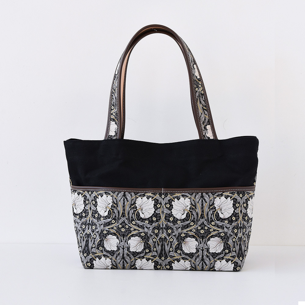 A4 トートバッグ モリス×倉敷帆布 ウイリアムモリス 帆布 本革 a4が入るトートバッグ ピンパネル エボニースイート