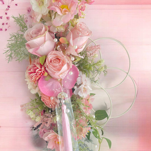 新春を彩る華やかで気品あふれるしめ縄リース しめ飾り 正月リース 造花 門松 花 新春を彩る華やかで気品あふれるしめ縄リース しめ飾り 正月