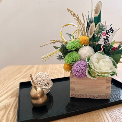 お正月 テーブル 玄関 アレンジ 門松風 プリザーブドフラワー to 