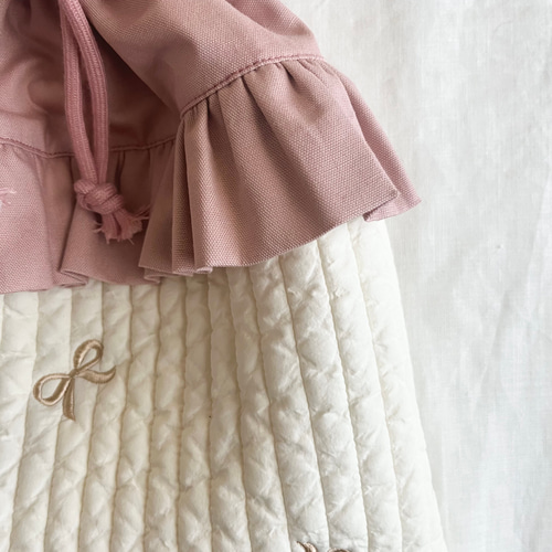 ヌビ イブル生地レッスンバッグ ロマンティックリボンフリル 入園入学