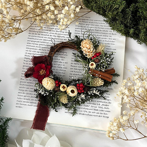 【大人のクリスマスリース】ドライフラワー リース 木の実 Xmas .*☆ 森の木の実のクリスマスリース / プリザ×ドライフラワー