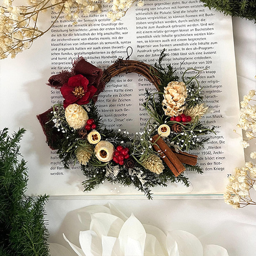 Xmas .*☆ 森の木の実のクリスマスリース / プリザ×ドライフラワー