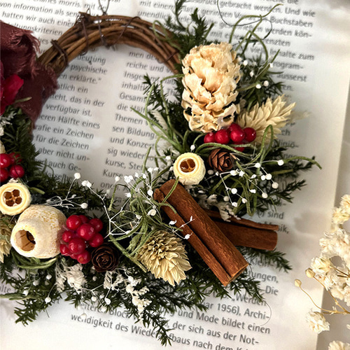 Xmas .*☆ 森の木の実のクリスマスリース / プリザ×ドライフラワー