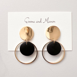 ★金属アレルギー対応　チタンポスト　ウッド　スモールフープ ピアス/イヤリング 4枚目の画像